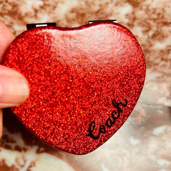 Coach Accessories - Coach Glitter Red Heart Compact Mirror NWT